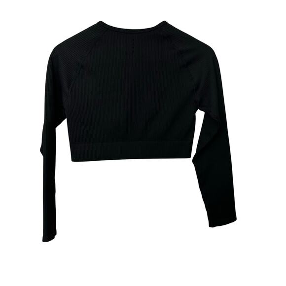 Kora Acta Crop Workout Top Black Seamless Long Sleeve‎ Crew Neck Womens XL - Picture 3 of 3